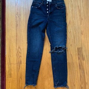 NWOT Free People Ripped mom jean Dark navy color